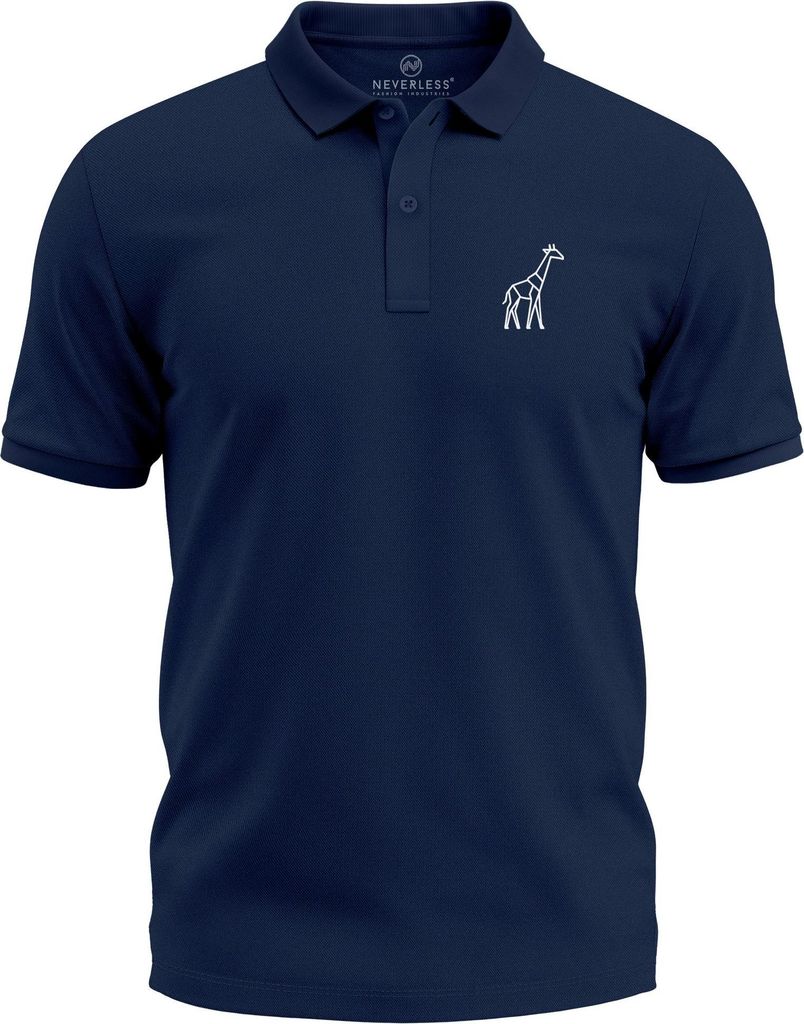 Poloshirt Herren Giraffe Tierlogo im Polygon-Stil – Kurzarm Polo Sommer Outdoor Fashion Modern Fit Neverless