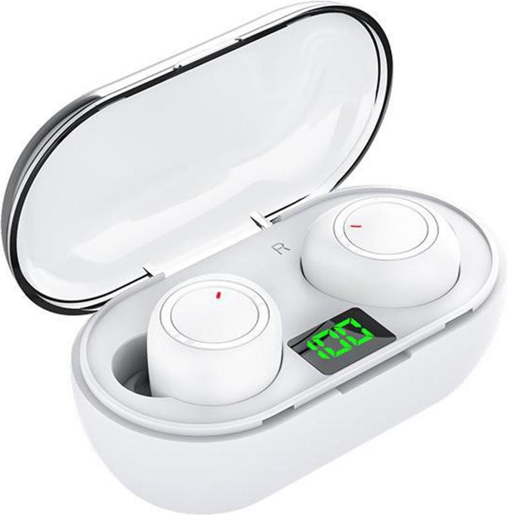 Kabellose Bluetooth-Ohrhörer, Bluetooth-In-Ear-Kopfhörer mit integriertem Mikrofon für iOS- und Android-Geräte,white