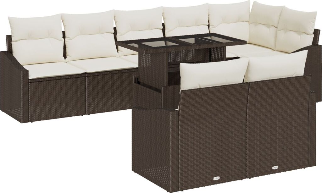 Möbel-Stil 9-teiliges Garten Sofaset mit Kissen Braun Poly Rattan - Gartensofas "2025"315728