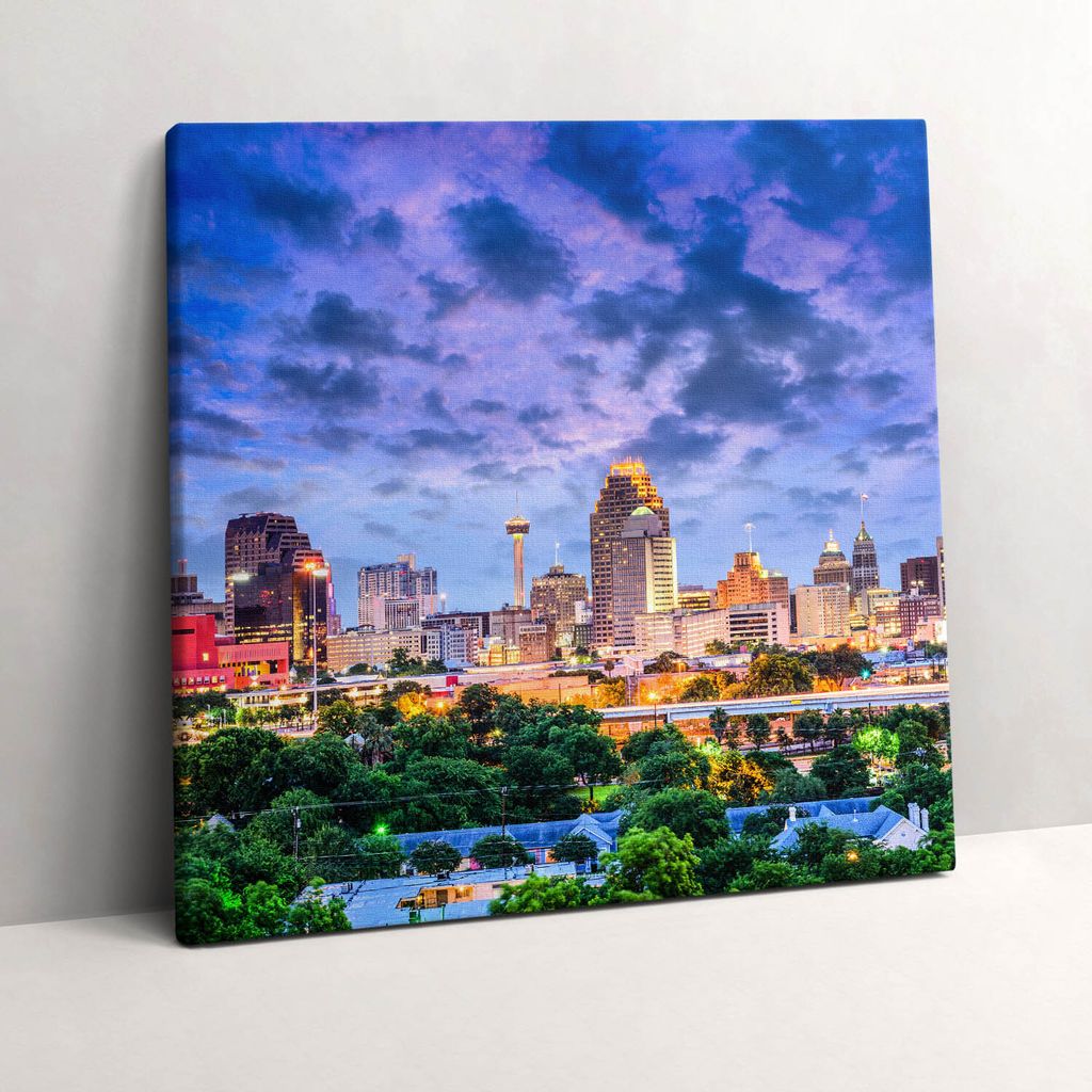 San Antonio city landscape – Leinwandbild Wandbild – 60x60 cm – Leinwandbilder – Wandbilder – Schlafzimmer – Flur