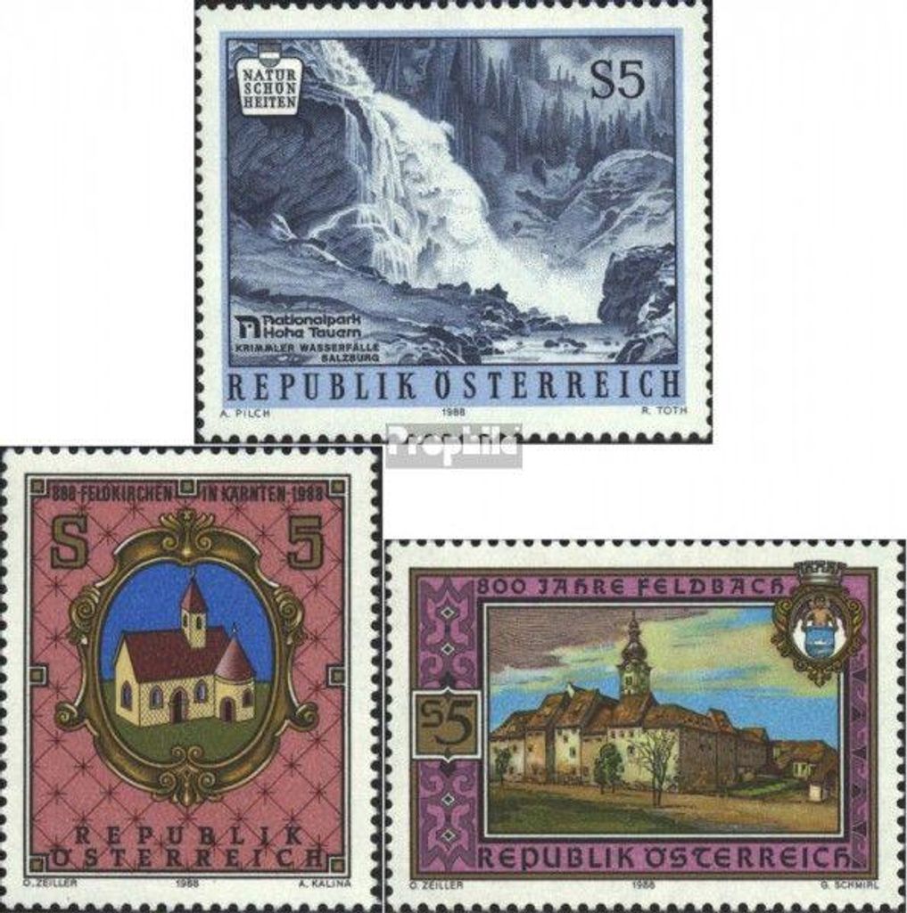 Briefmarken Österreich 1988 Mi 1932,1933,1934 Produktbild 