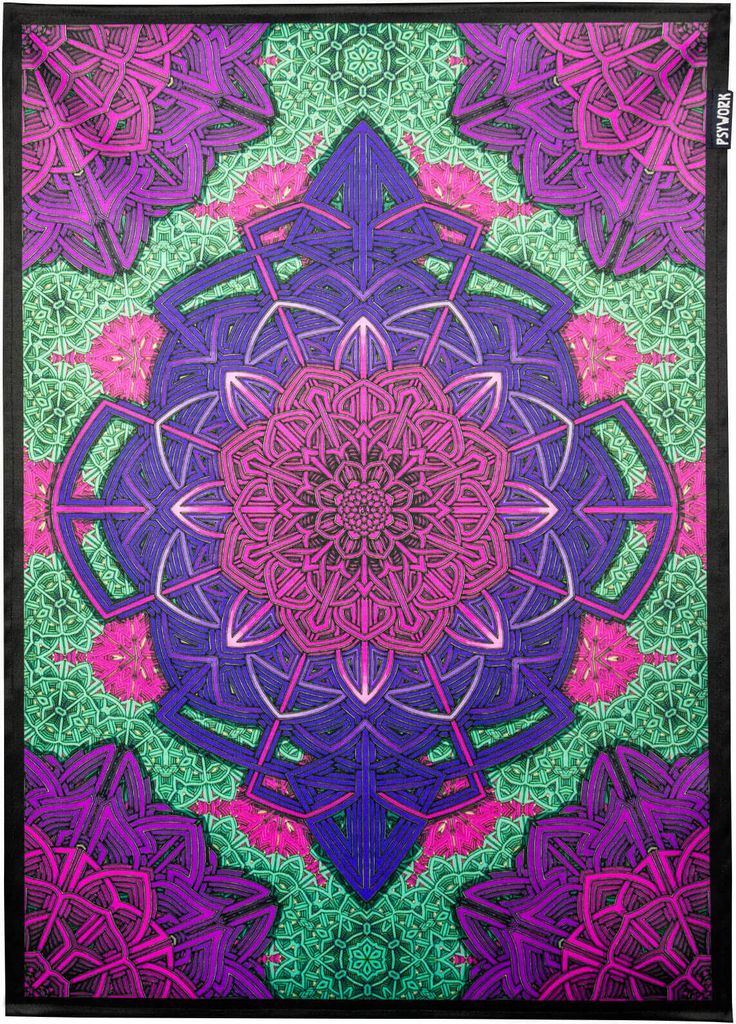 PSYWORK Schwarzlicht Stoffposter Neon "Mirror Of Souls", 50x70cm