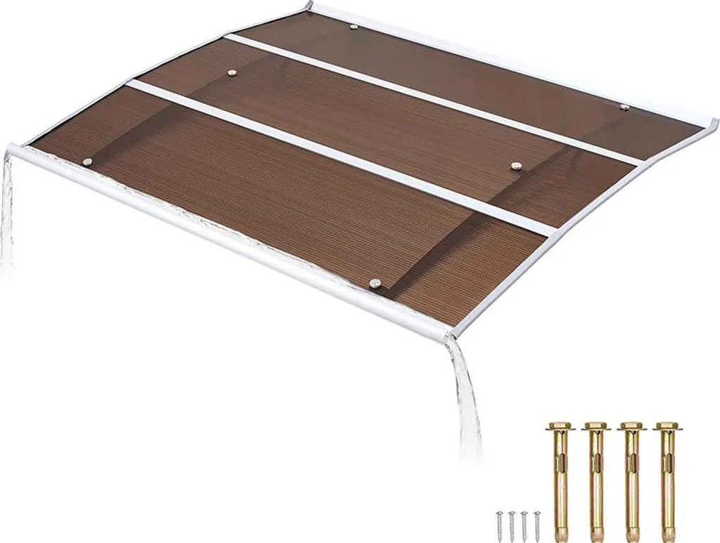 Marquise de Porte Extérieure en Polycarbonate, Auvent 120cm avec Drainage