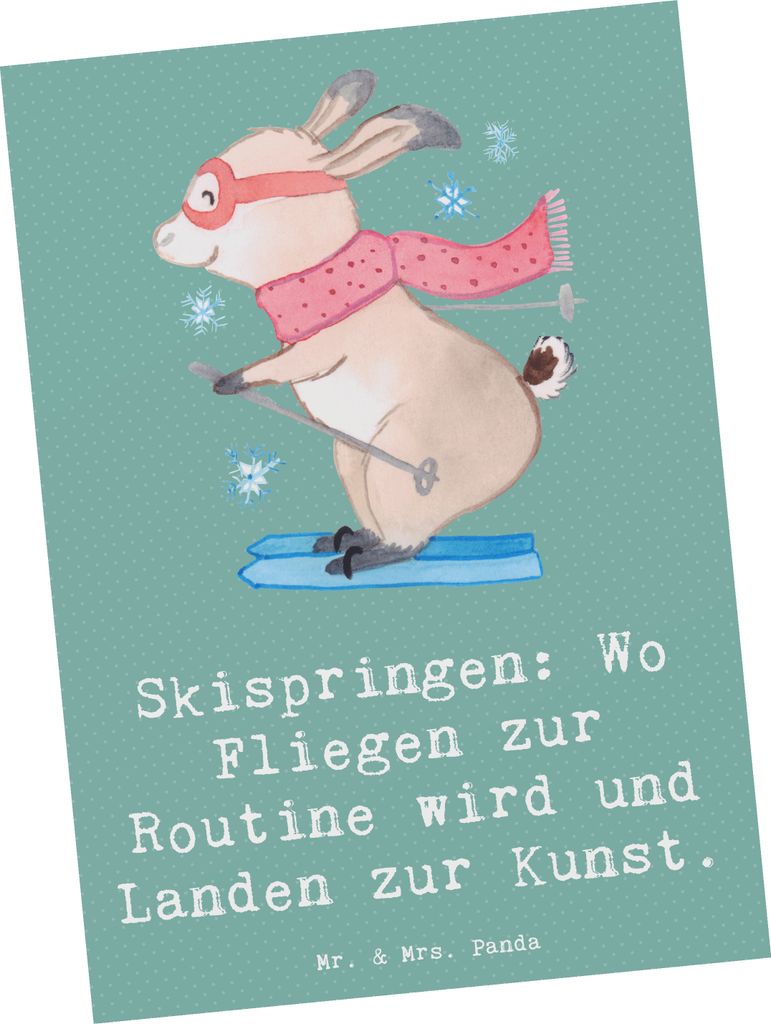 Mr. & Mrs. Panda Postkarte Skispringen Kunstflug - Meeresbrise - Geschenk, Sprungtechnik, Sportler, Flug, Grußkarte, Wintersport, Postkarten, Spor...