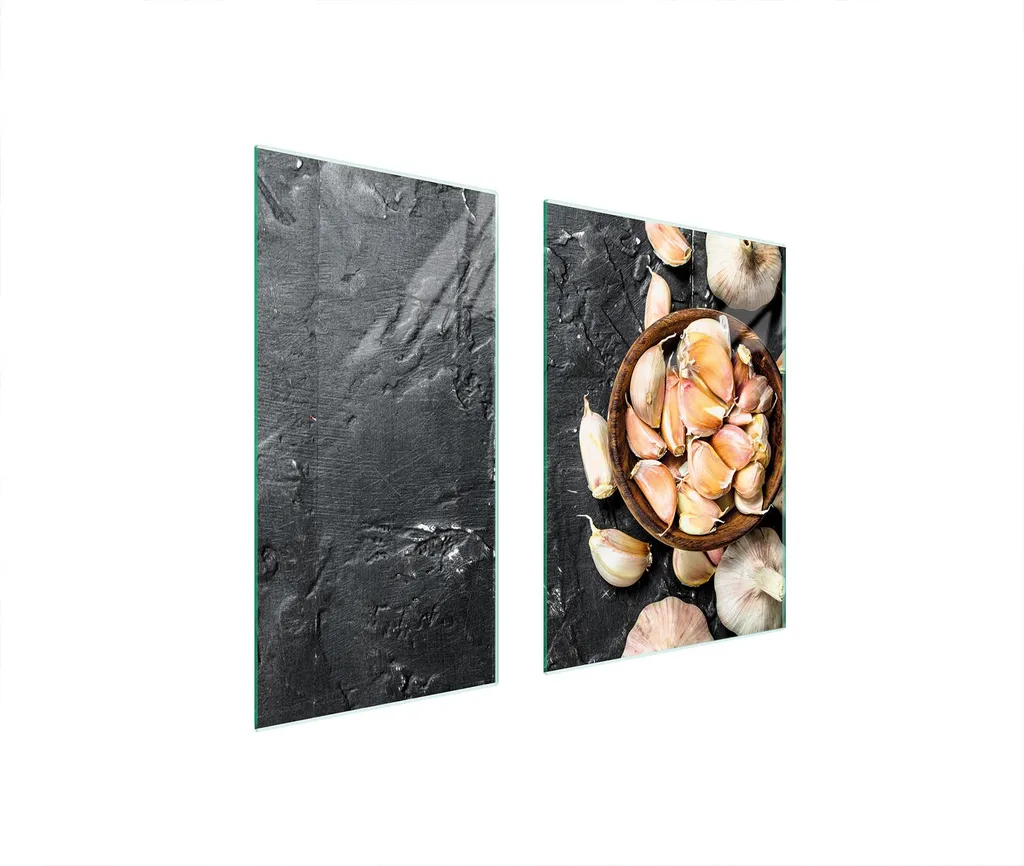 Tagliere Gigante Vetro 75x52 per Coprifornelli - Stile Ardesia Aglio