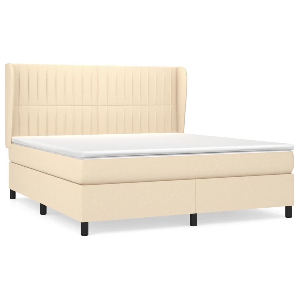 "im Sonderangebot"Boxspringbett Modernes/Doppelbett - Polsterbett Erwachsene/r /Kind - mit Matratze Creme 160x200cm Stoff - Klassische Betten DEMö...