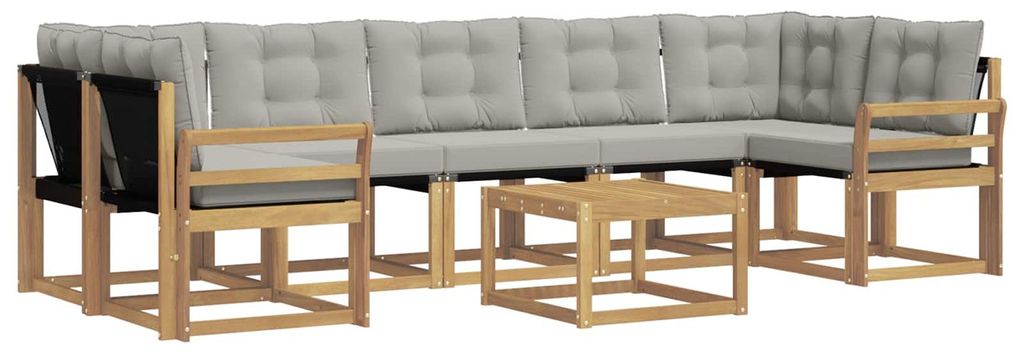 vidaXL Outdoor-Sofagarnitur mit Kissen 8 pcs Weiß und Hellgrau
