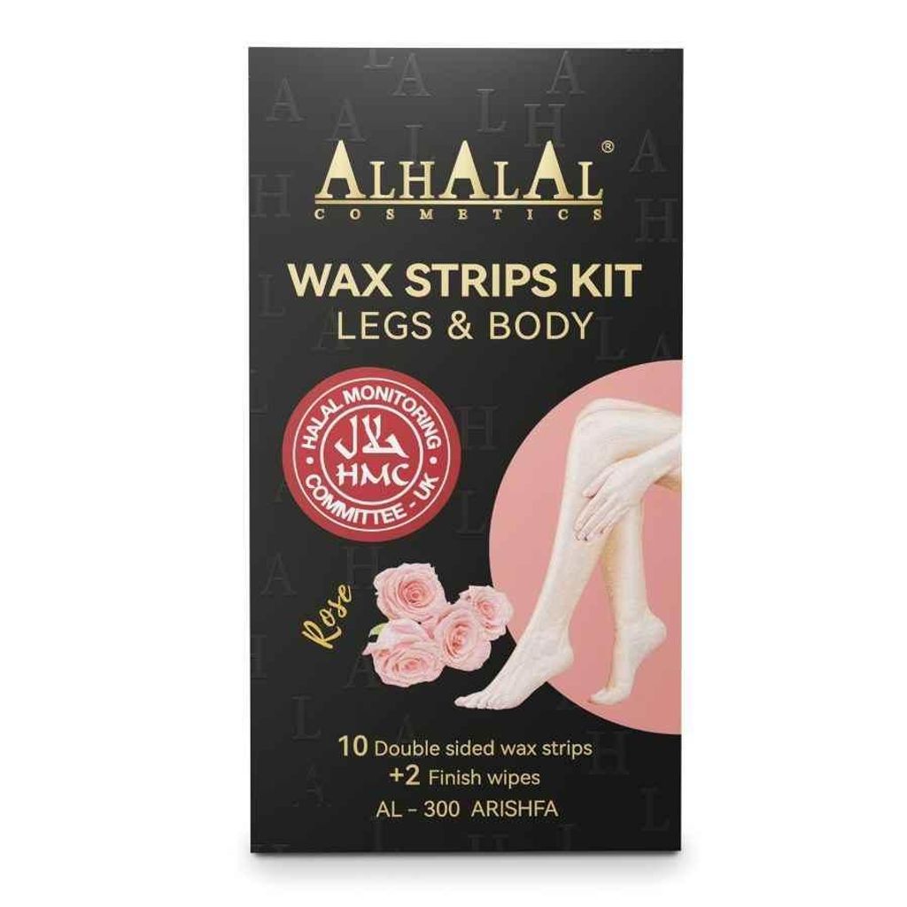 AL-300 ARISHFA Halal Kaltwachsstreifen Beine & Körper | Tierversuchsfrei, alkoholfrei & sanfte Haarentfernung zuhause