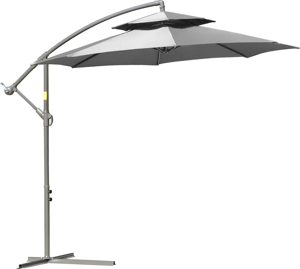 Parasol Outsunny 2,45m avec base en croix et structure acier gris clair