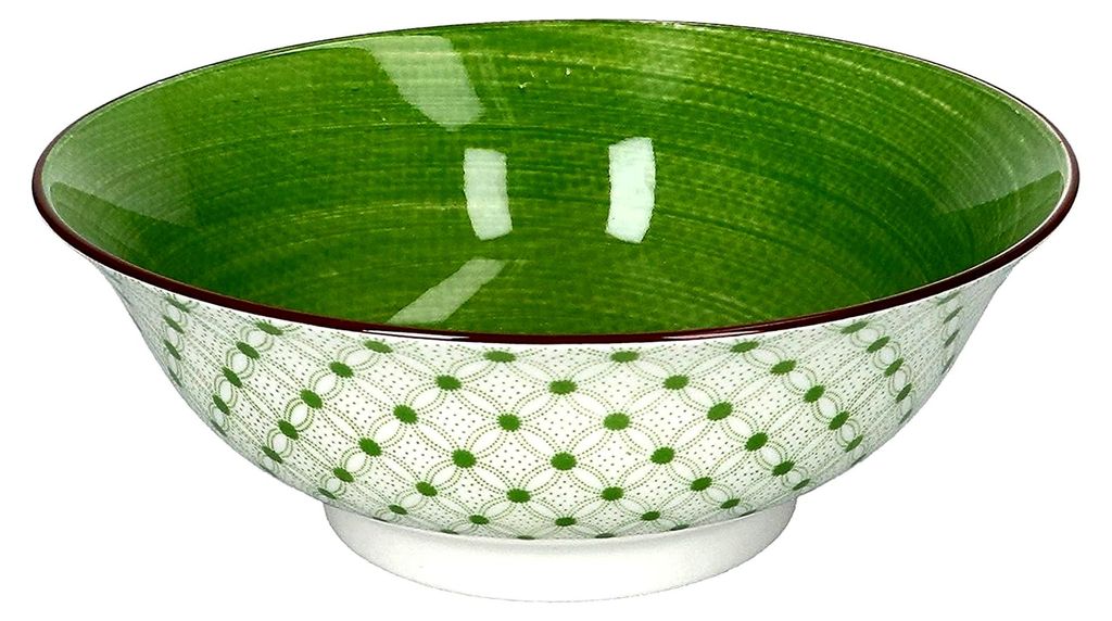 Salatschale Lime Rio aus Porzellan, 21 cm Ø, 7 cm Höhe - Bunte Schüssel für Salate und Hauptgerichte, spülmaschinenfest