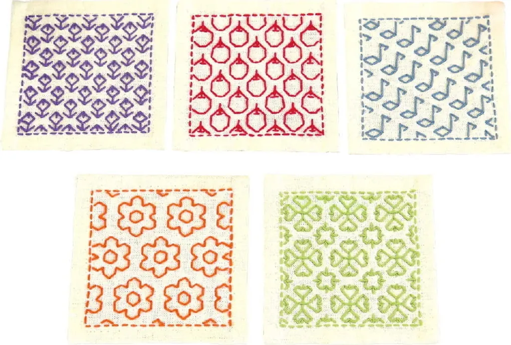Olympus Hitomezashi Sashiko Coaster Kit Ecru 5pcs - Ricamo Giapponese DIY