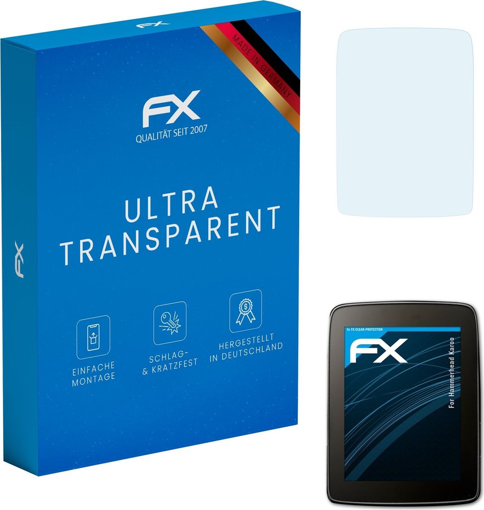 atFoliX FX-Clear 3x Schutzfolie kompatibel mit Hammerhead Karoo Displayschutzfolie