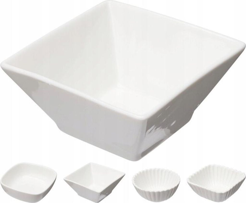 Set mit 6 weißen Keramikschälchen für Snacks und Dips, verschiedene Muster, 125 ml