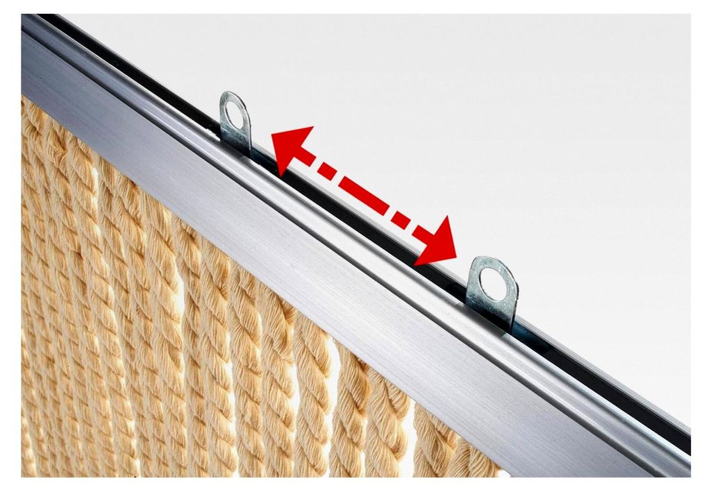 Seilvorhang MARITIM, 90x200 cm, 56 Stränge, beige, mit zweigeteilter Aluleiste – dekorativer Fliegenvorhang als Sichtschutz oder Türvorhang fü...