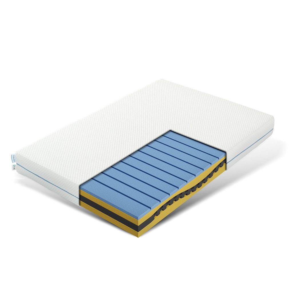 A cross-section of a mattress is shown against a white background.