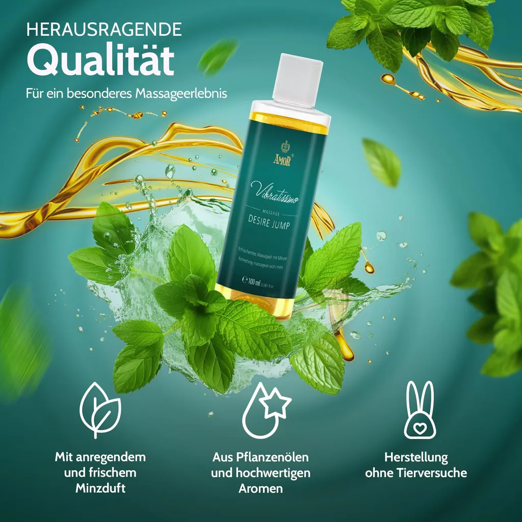 Olio Massaggio alla Menta Vibratissimo Desire Jump 100ml Stimolante - 4