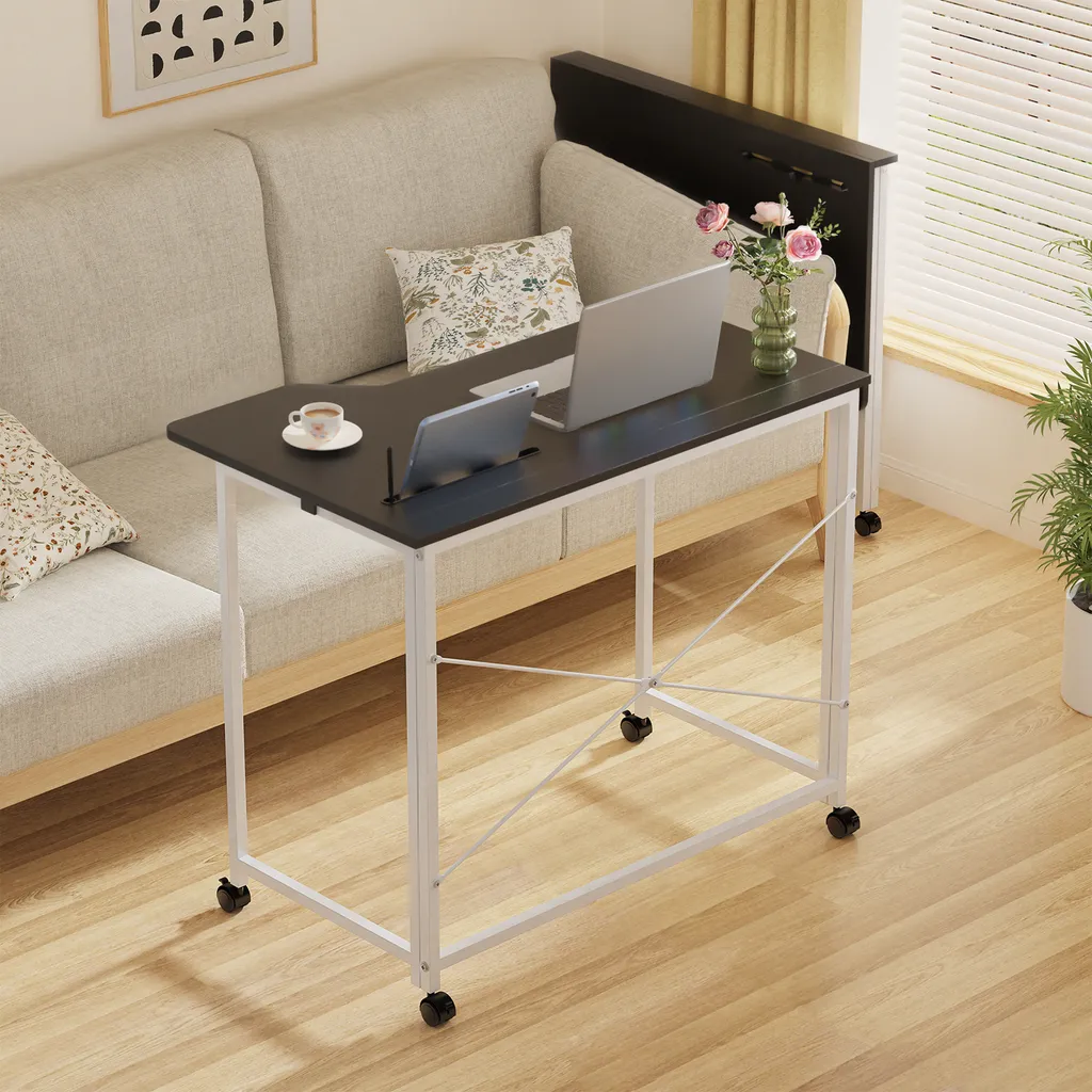 Table d'ordinateur mobile Gaming - Bureau pliable avec 4 roulettes - 6