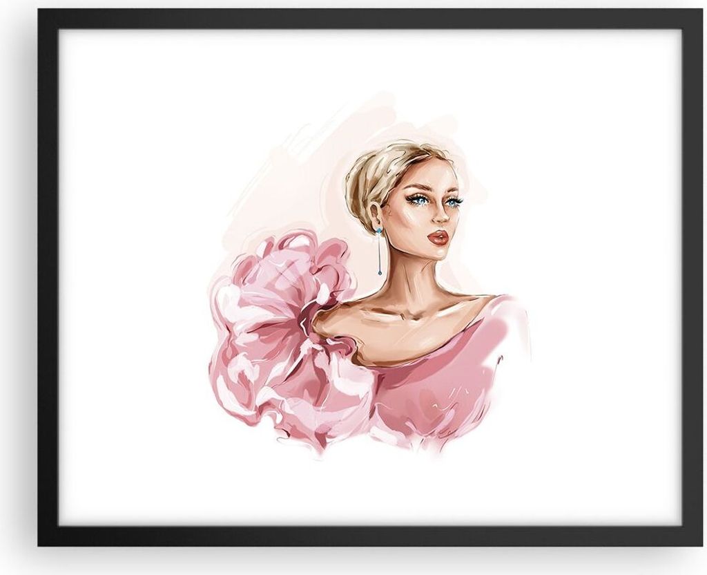 Gerahmtes Poster - Schwarzer Rahmen - Frau Künstlerin Mode - 50x40 cm - Wand Bild - Wanddeko - Wandbilder - Kunstposter - Wandposter - Bilderrahme...