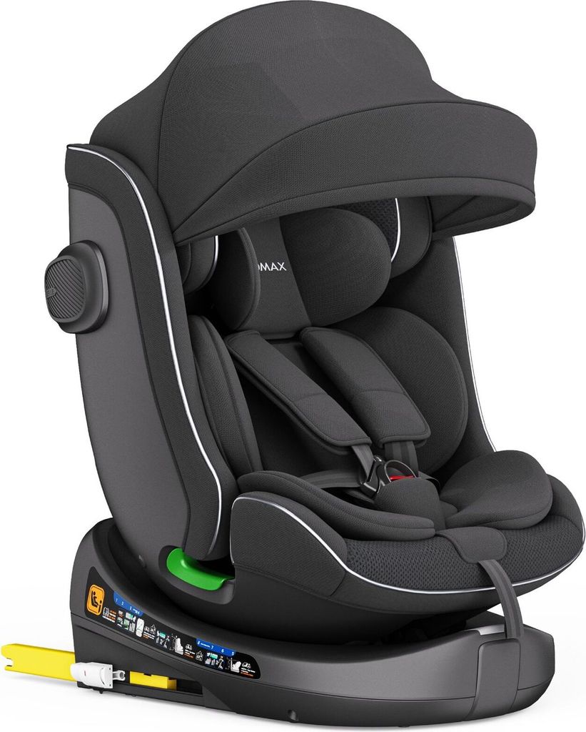Kindersitz 360° drehbar mit Isofix, ECE R129, 0–36 kg, verstellbar, neigbar, atmungsaktiver Bezug, 5-Punkt-Gurt, Top Tether, Autokindersitz für...
