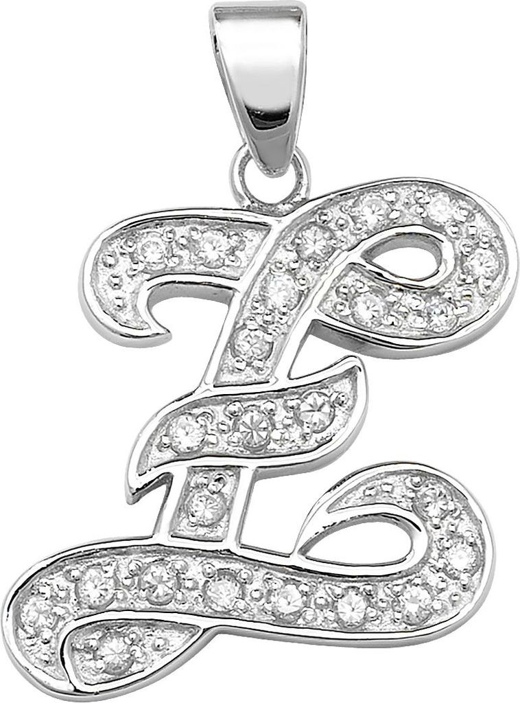 Eleganter 925 Sterling Silber Buchstaben / Initiale Damen - Anhänger mit Zirkonia; TRS35304LTZ
