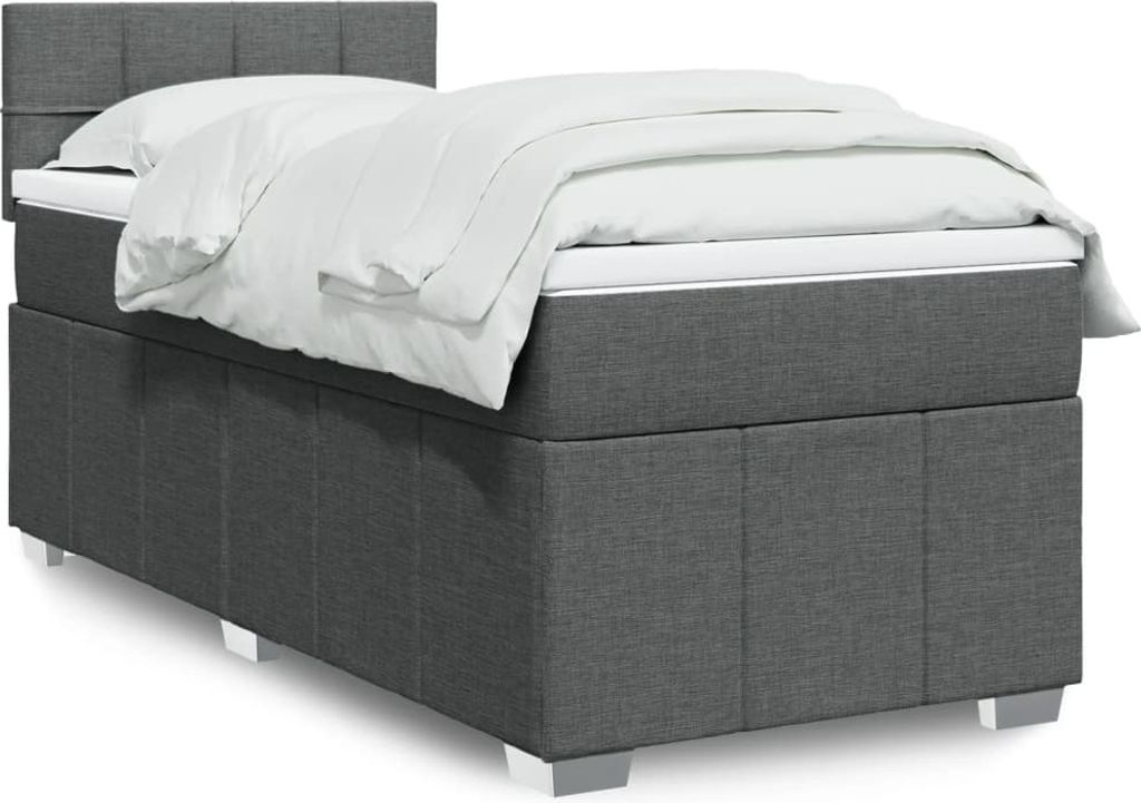 Maison Exclusive - Boxspringbett mit Matratze Dunkelgrau 90x200 cm Stoff