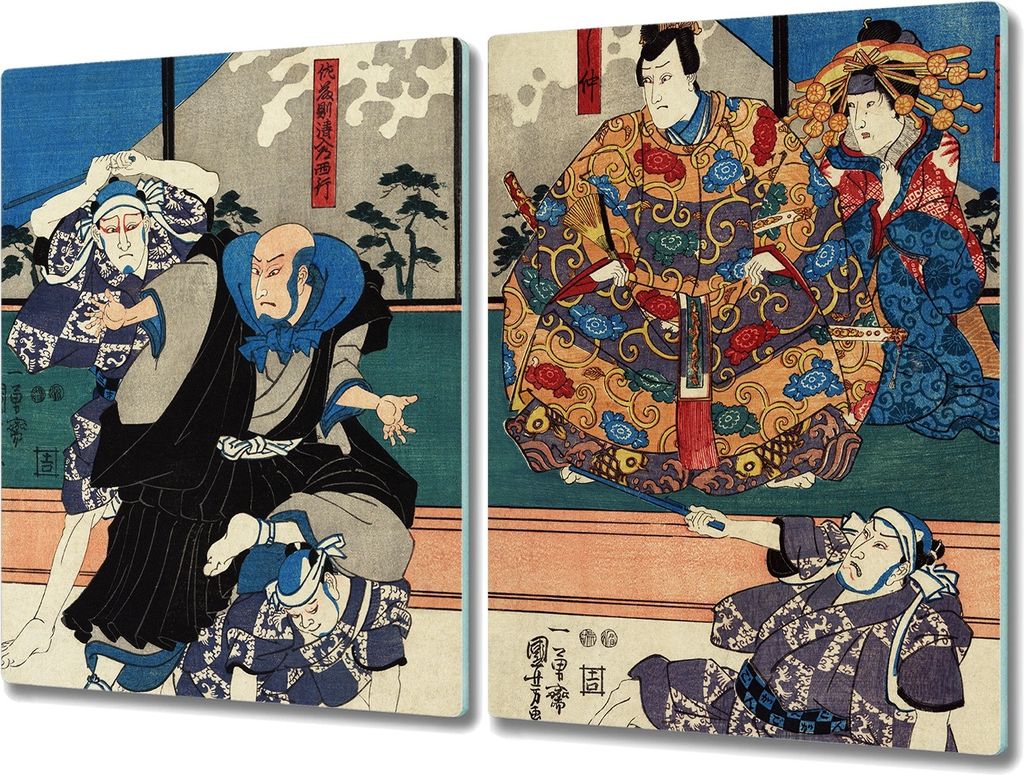 Coloray Herdabdeckplatte 2x40x52 cm Schneidebrett Kochplattenabdeckung Küchenbrett Hackbrett - asiatische traditionelle