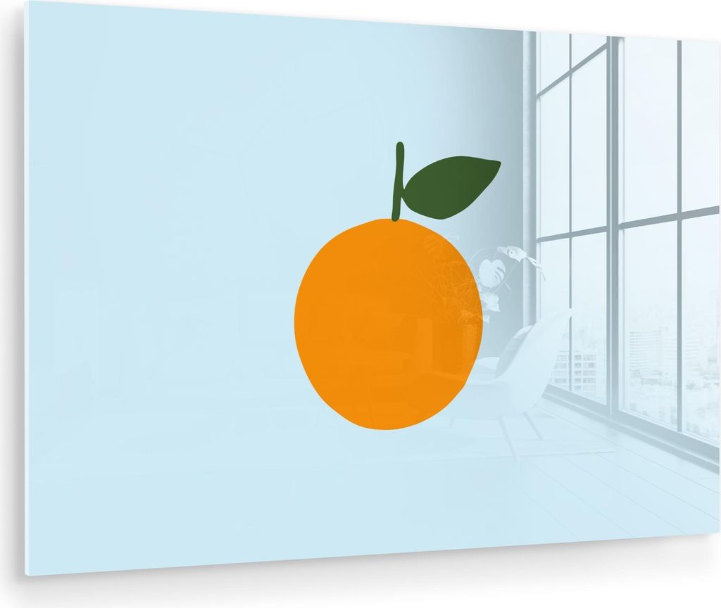 MuchoWow Glasbilder - Bilder auf Wandbild - Foto auf Glas Obst - Orange 60x40 cm Wanddekoration aus Glas - Acrylglasbild - Acrylbilder - Glasfotos