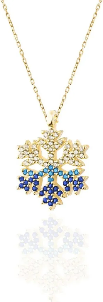Collier Argent 925 Flocon de Neige Inoxydable avec Zircone Éclatant Chic
