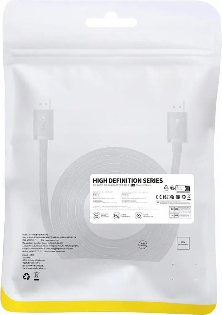 Cavo DisplayPort 8K Baseus 2m | Gaming 240Hz & HDR10 | DP 1.4 High Def - 9