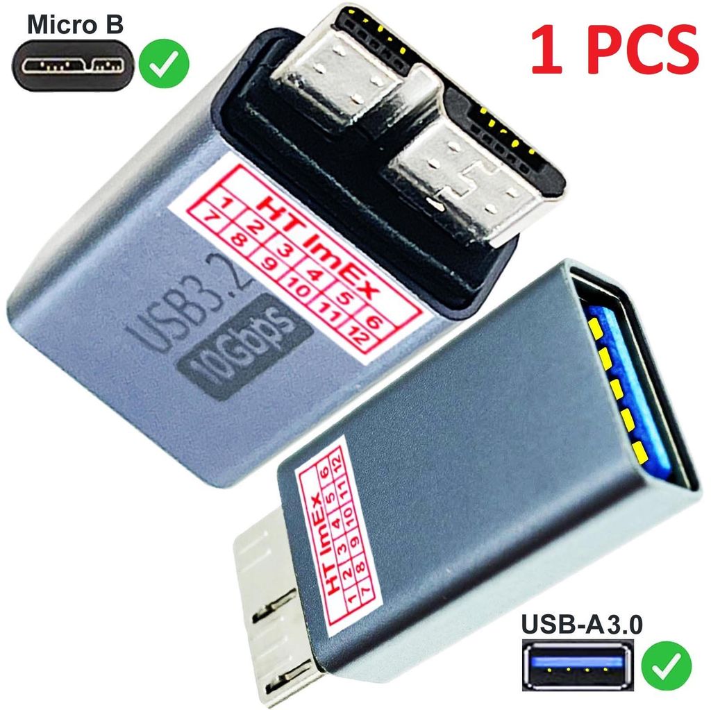 USB 3.2 micro-B Adapter 10Gbps für Externe Festplatte WD Elements 1 TB, 2TB HDD