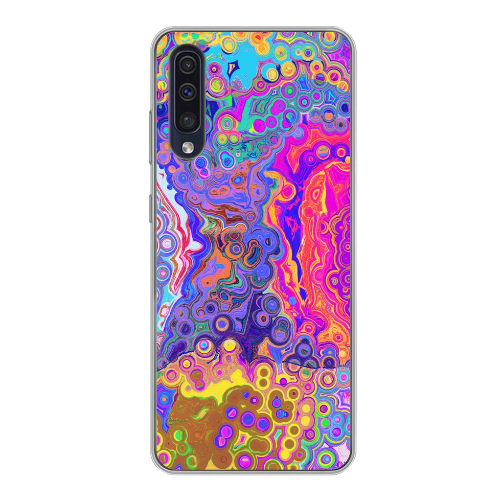 MuchoWow Handyhülle Schutzhülle Hülle für Samsung Galaxy A30s Kunst - Formen - Farbe - Psychedelisch Silikon Softcase Handy Hülle - Kartenin...