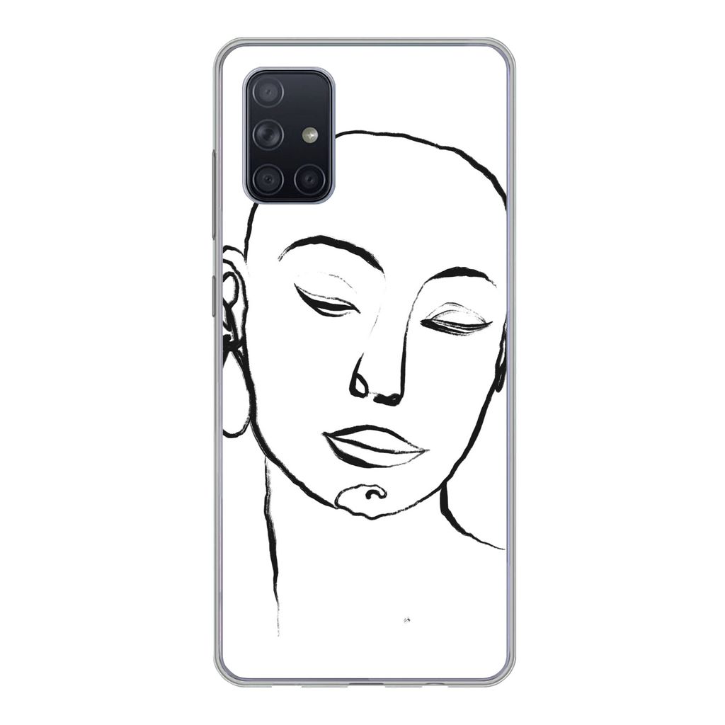 MuchoWow Handyhülle Schutzhülle Hülle für Samsung Galaxy A51 Frau - Gesicht - Porträt Silikon Softcase Handy Hülle - Schutzabdeckung