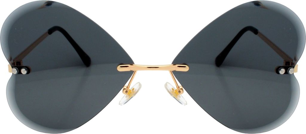 Luxus Festivalbrille Herzbrille Oversize Schwarz Gold Herzform Sonnenbrille Rahmenlos Facettenschliff Luxxada