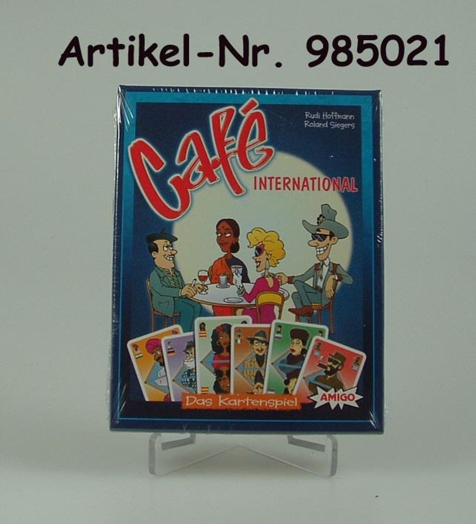 A product shot of a board game box with cards displayed in front of it, set against a white background.