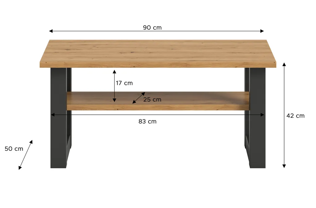 Table basse chêne Seattle 90 cm : la solution gain de place avec étagère