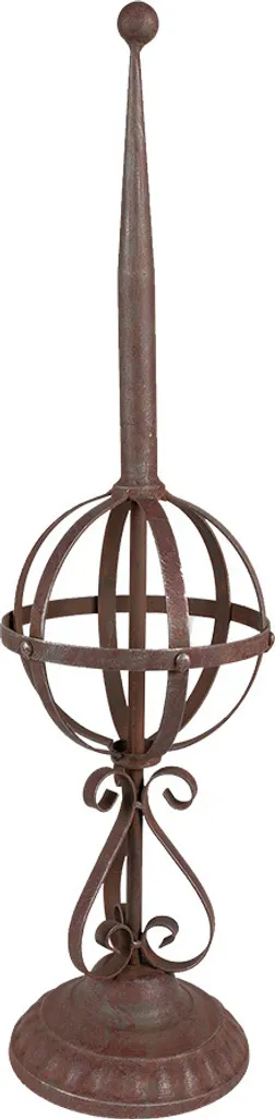 Clayre & Eef Décoration de Jardin Ø16x61 cm Fer Rouge Marron Vintage