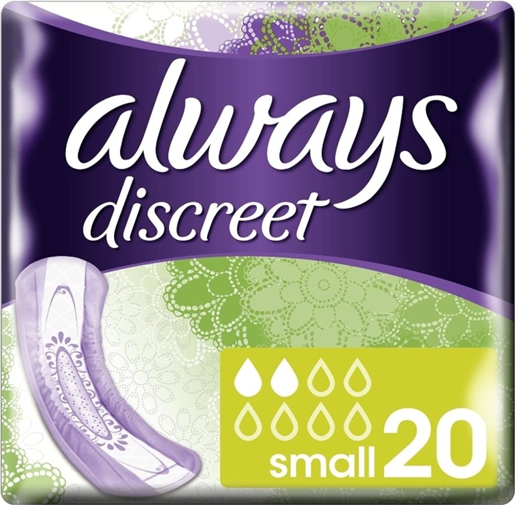 vždy Discreet inkontinenčná podložka malá pre slabý močový Obrázok produktu 