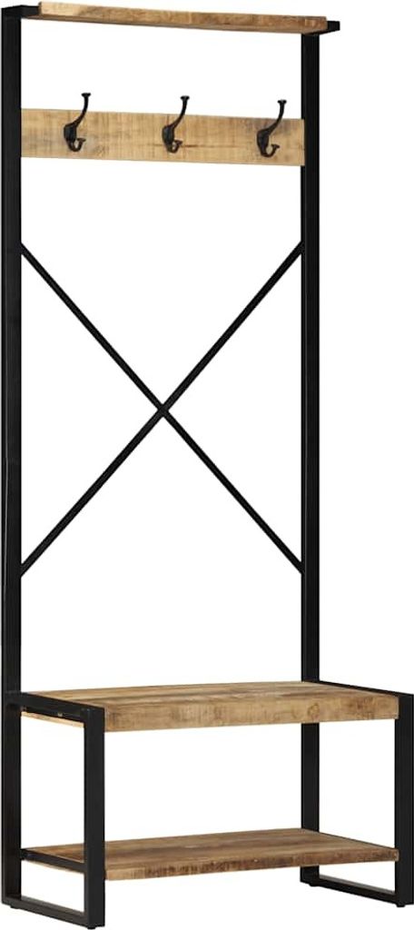 "SALE 2026"Kleiderständer 80x40x190cm Raues Massivholz Mango NEU714191 - Wandregale