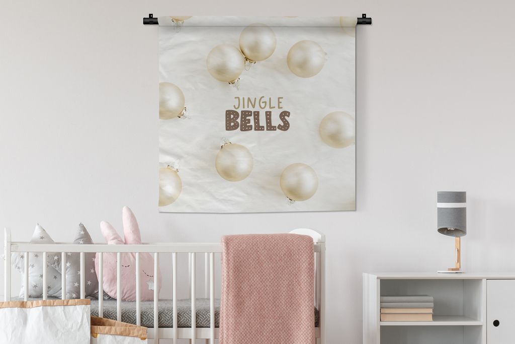 MuchoWow Wandteppich Wandbehang Winter - Perle - Weihnachtsschmuck 90x90 cm Tapisserie Dekoration Wandtuch - Wandaufhänger