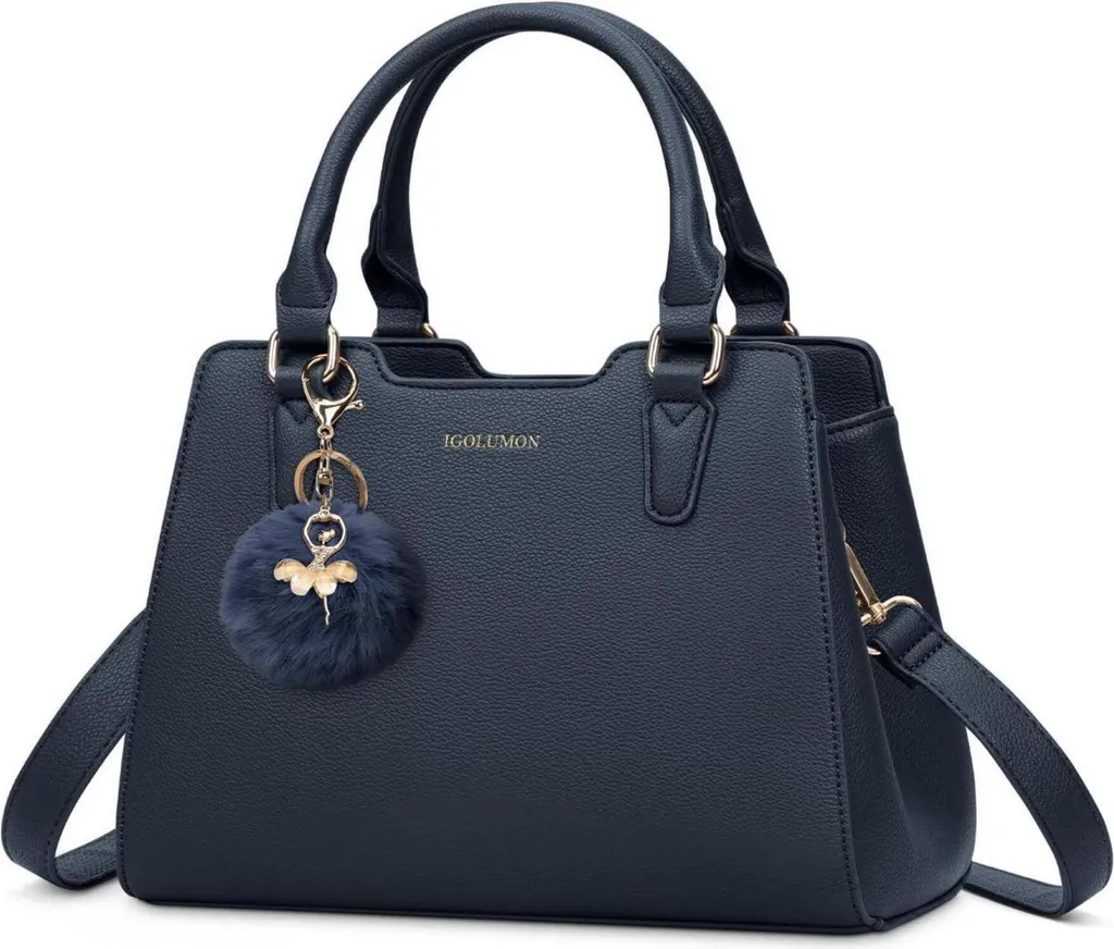 IGOLUMON Tote Bag Blu Media - Borsa Lavoro Donna in Pelle PU