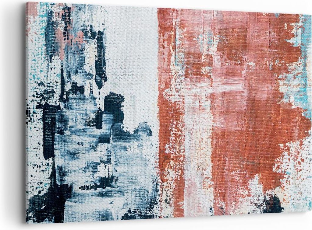 Bild auf Leinwand - Leinwandbild - Einteilig - Abstraktion Marine Rot - 100x70cm - Wand Bild - Wanddeko - Wandbilder - Leinwanddruck - Bilder - Wan...
