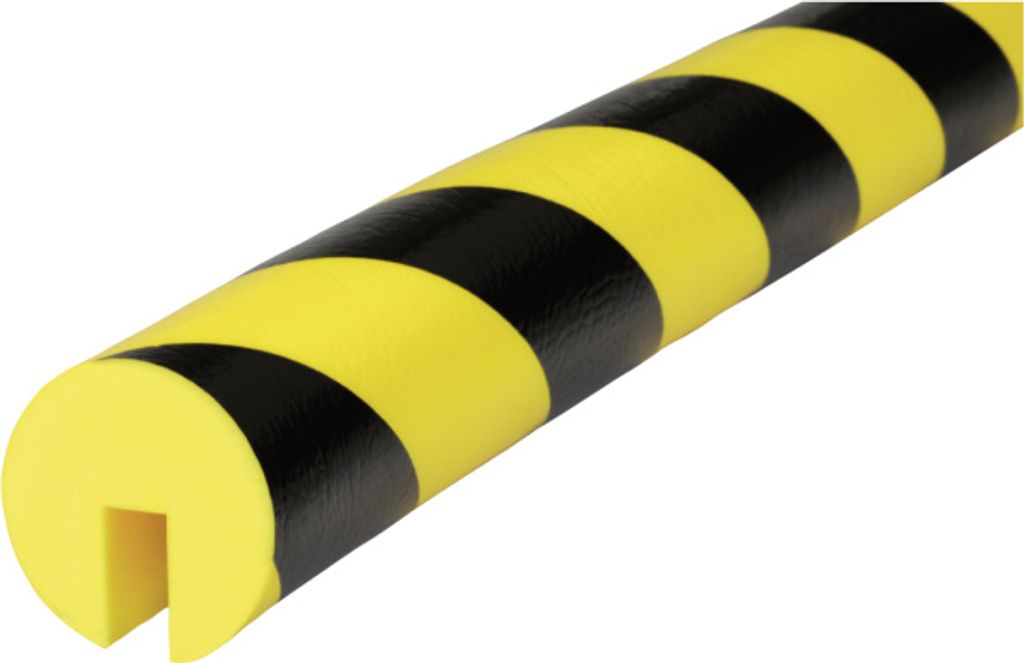 Warn- und Schutzprofil Typ B+, gelb/schwarz, Ø 50 mm, Länge 1 m