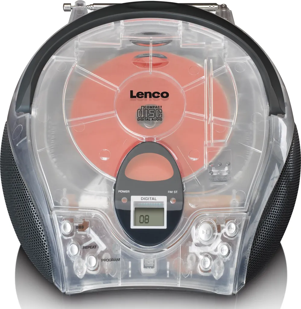 Radio CD Lenco SCD-24 Trasparente: Design Minimal e Audio Portatile