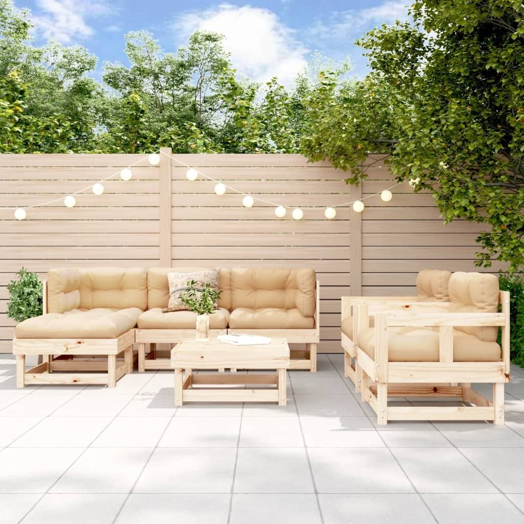 Maison Exclusive - 7-tlg. Garten-Lounge-Set Massivholz Kiefer