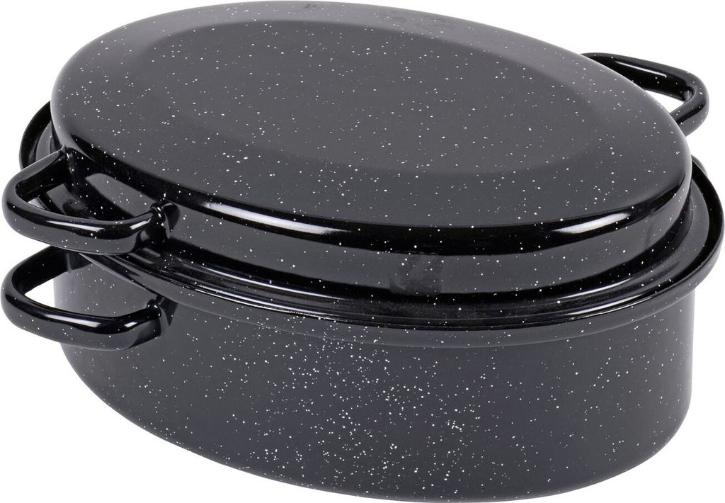 KARL KRÜGER Gänsebräter oval Ø26cm emailliert schwarz/weiß Produktbild 