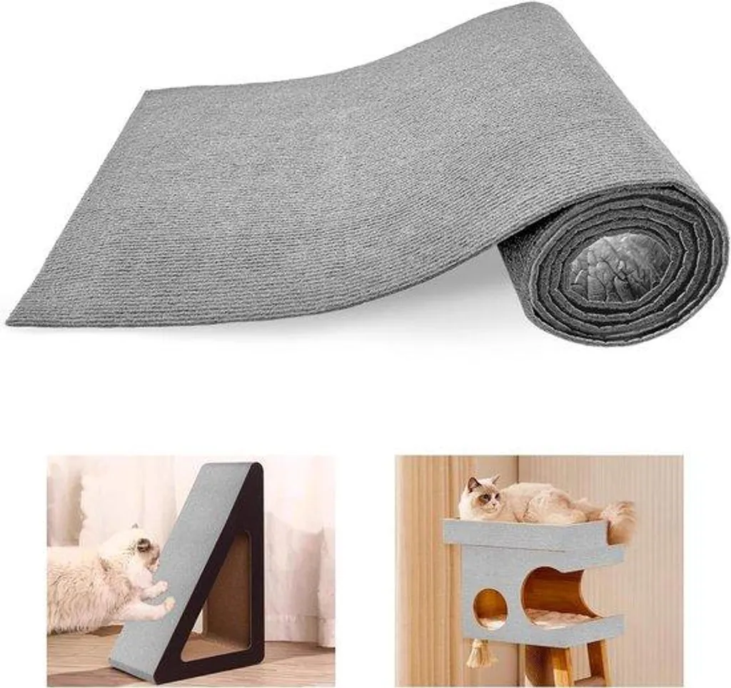 Tapis d'éveil autocollant pour chat 200x40 cm - Gris clair découpable