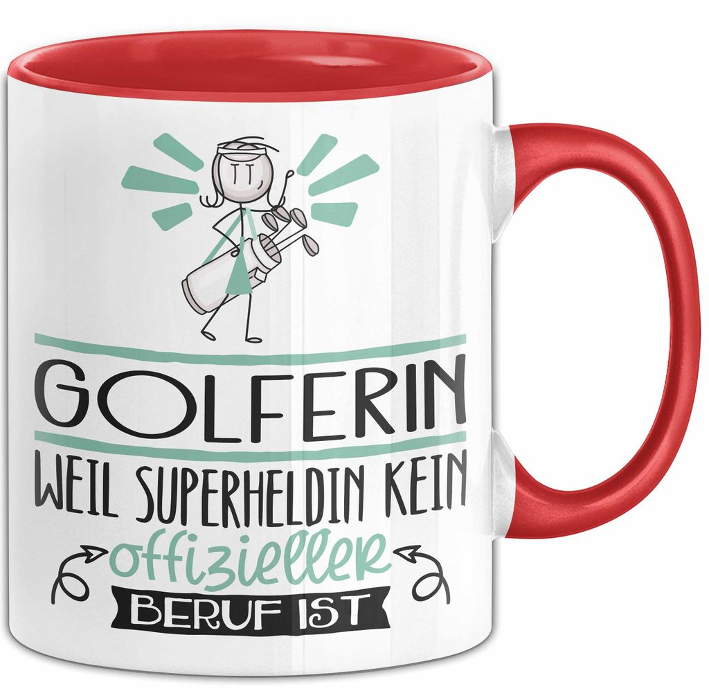 Golferin Geschenk Tasse Lustiger Spruch Golferin Weil Superheldin Kein Offizieller Beruf Ist Geschenkidee (Rot)