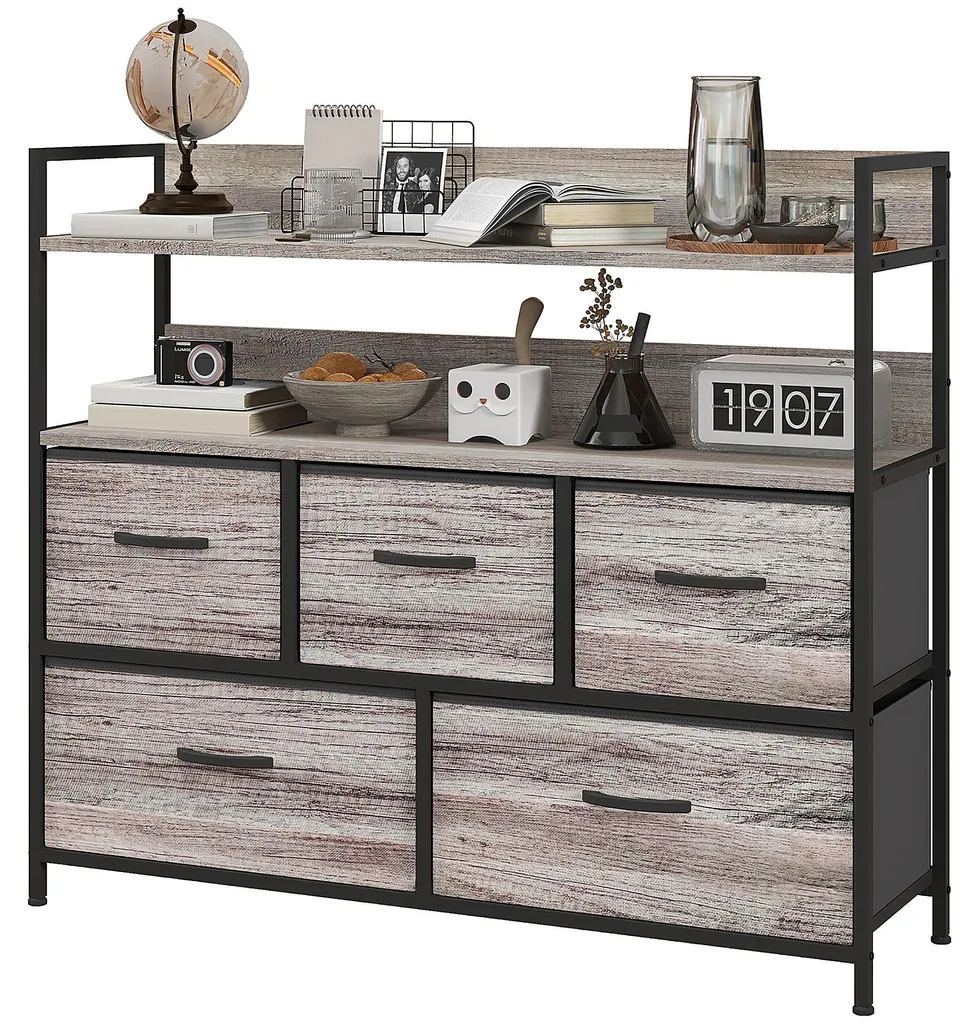 Meuble d'entrée style industriel commode 5 tiroirs pour optimiser l'espace - 2