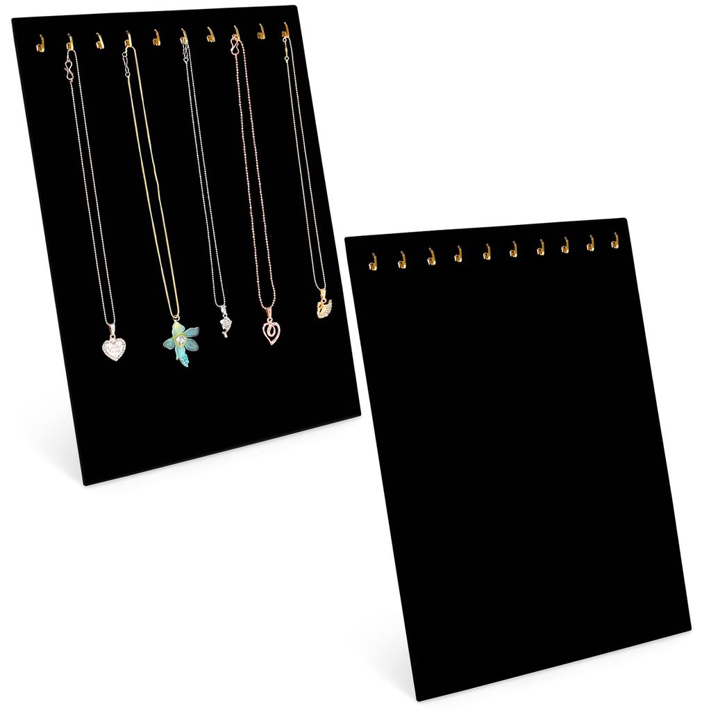 Belle Vous 2er Pack Schmuckständer Schwarz Samt für Ketten Aufbewahrung - Jewelry Organizer mit 10 Haken - Kettenständer Schmuck Organizers für