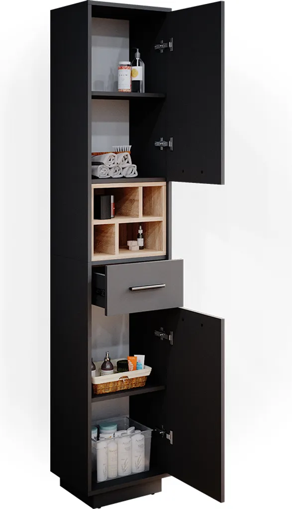 Meuble Colonne Anthracite Vicco Beatrice 38x190cm avec Rangement Modulable